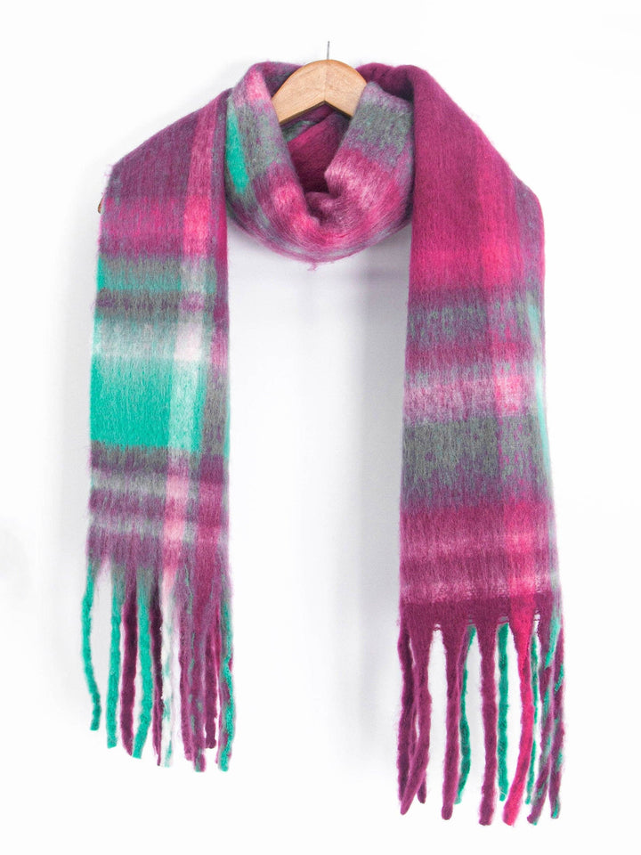 Amy Heavyweight Scarf - Raspberry, Traditional Check: One-size