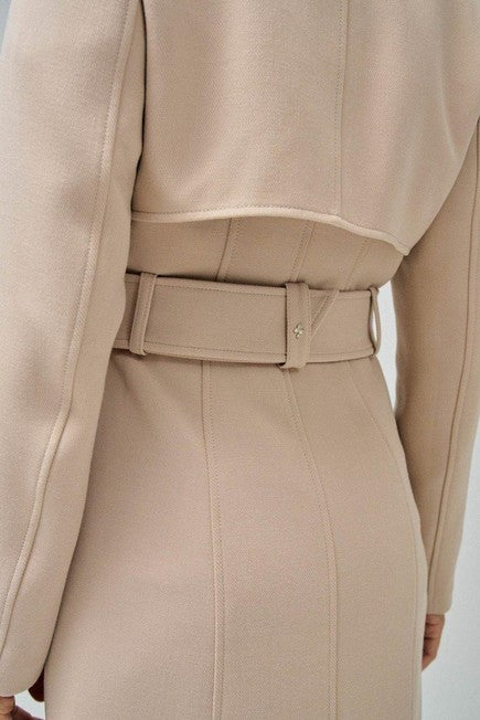 Salsa Gabardine Beige Belted Coat