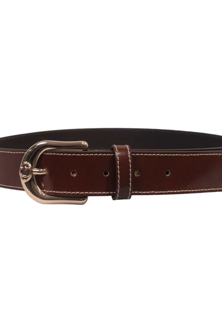 Guess Cognac Leather Buckle Belt