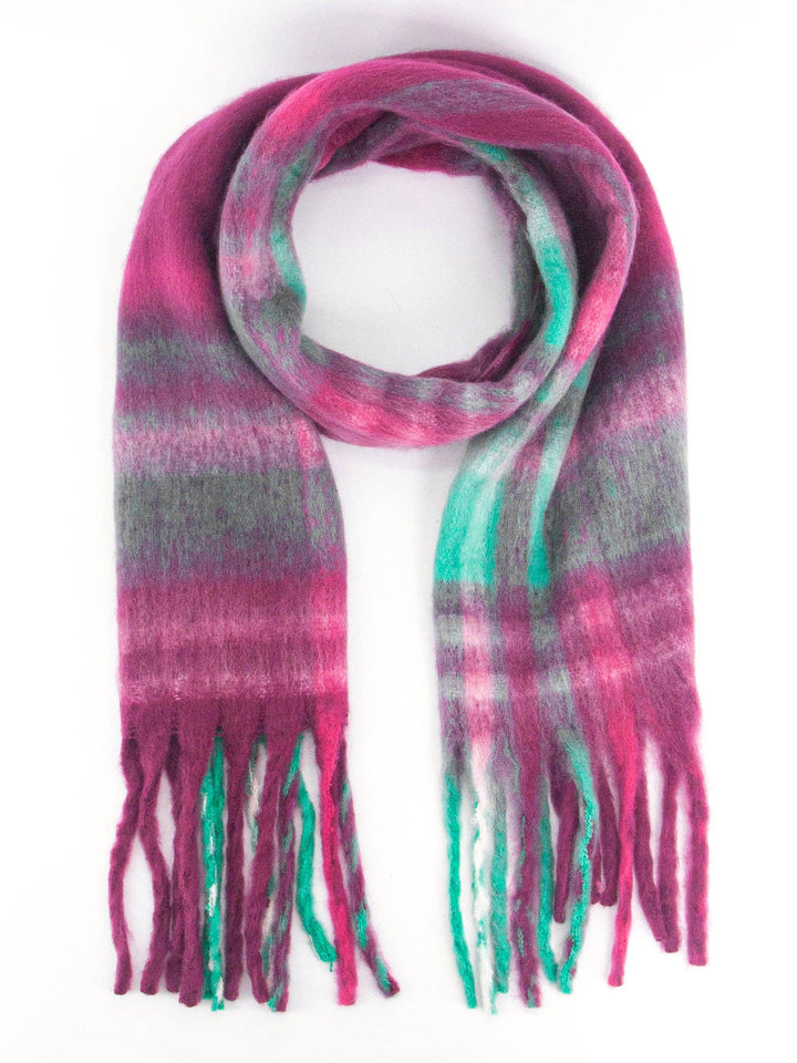 Amy Heavyweight Scarf - Raspberry, Traditional Check: One-size