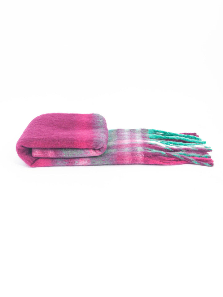 Amy Heavyweight Scarf - Raspberry, Traditional Check: One-size