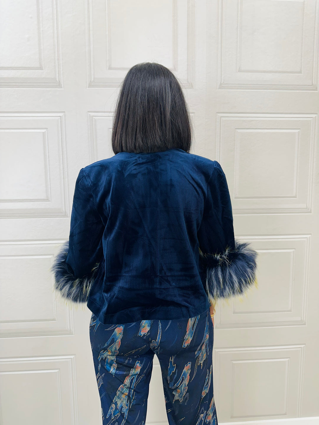 Traffic People Maude Mia Navy Jacket Faux Fur