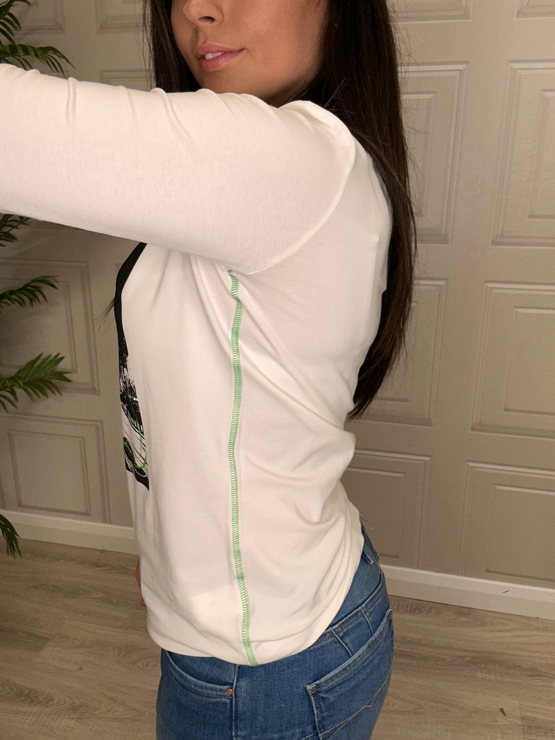 I’cona Cream/Green Fast Fashion Top