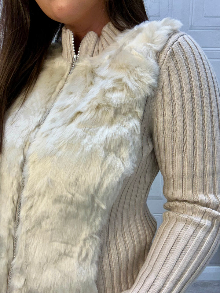 Guess Mila Faux Fur Zip Cardi