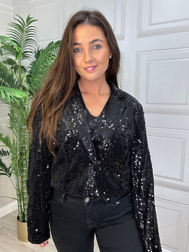 Kaffe Kanicole Black Deep Sequin Blazer