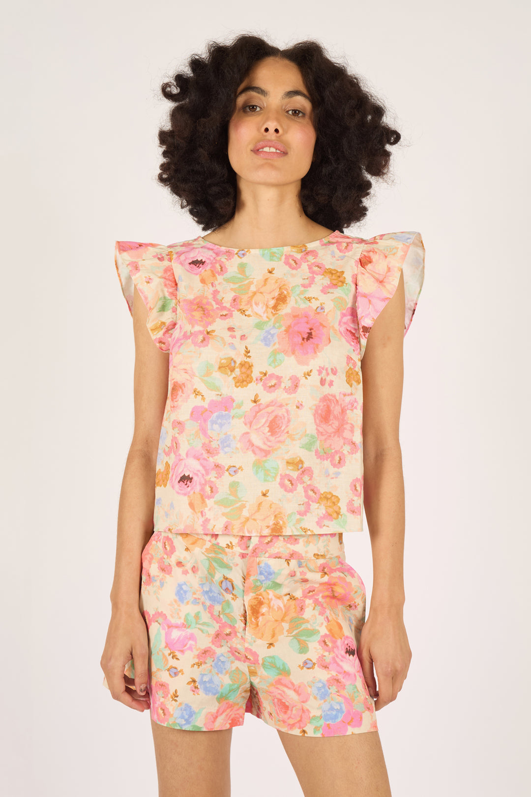 Traffic People Floral Linen Top