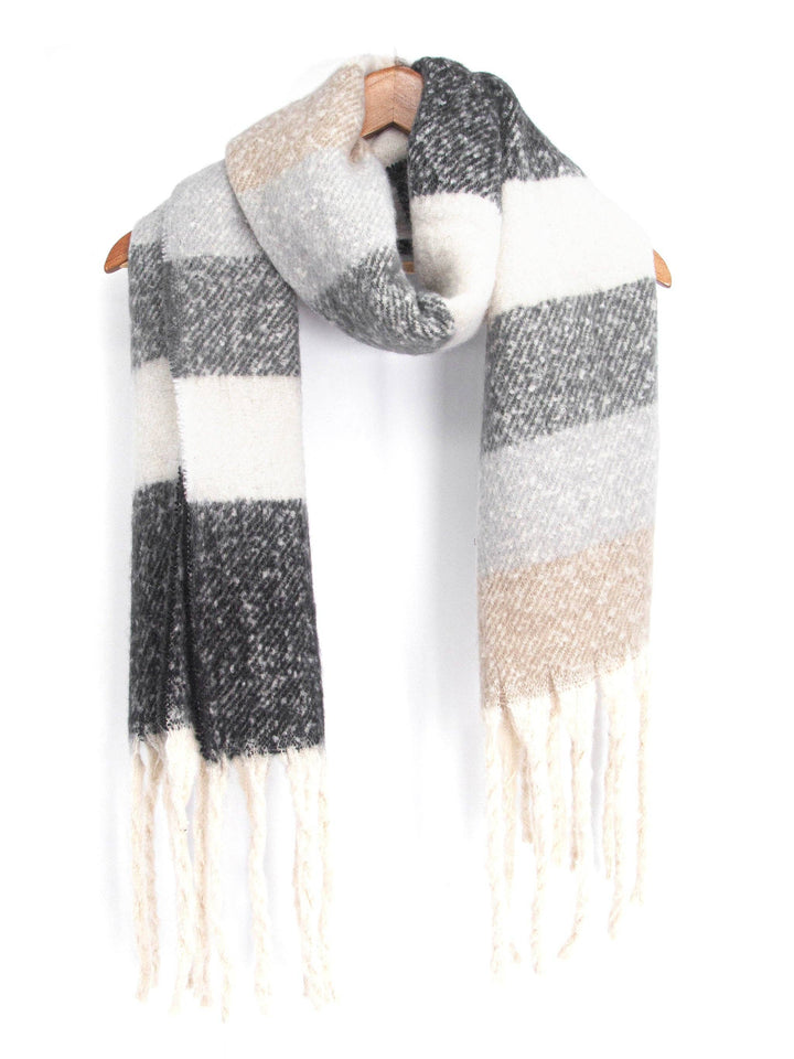 Dallas Heavyweight Scarf - Grey, Stripe: One-size