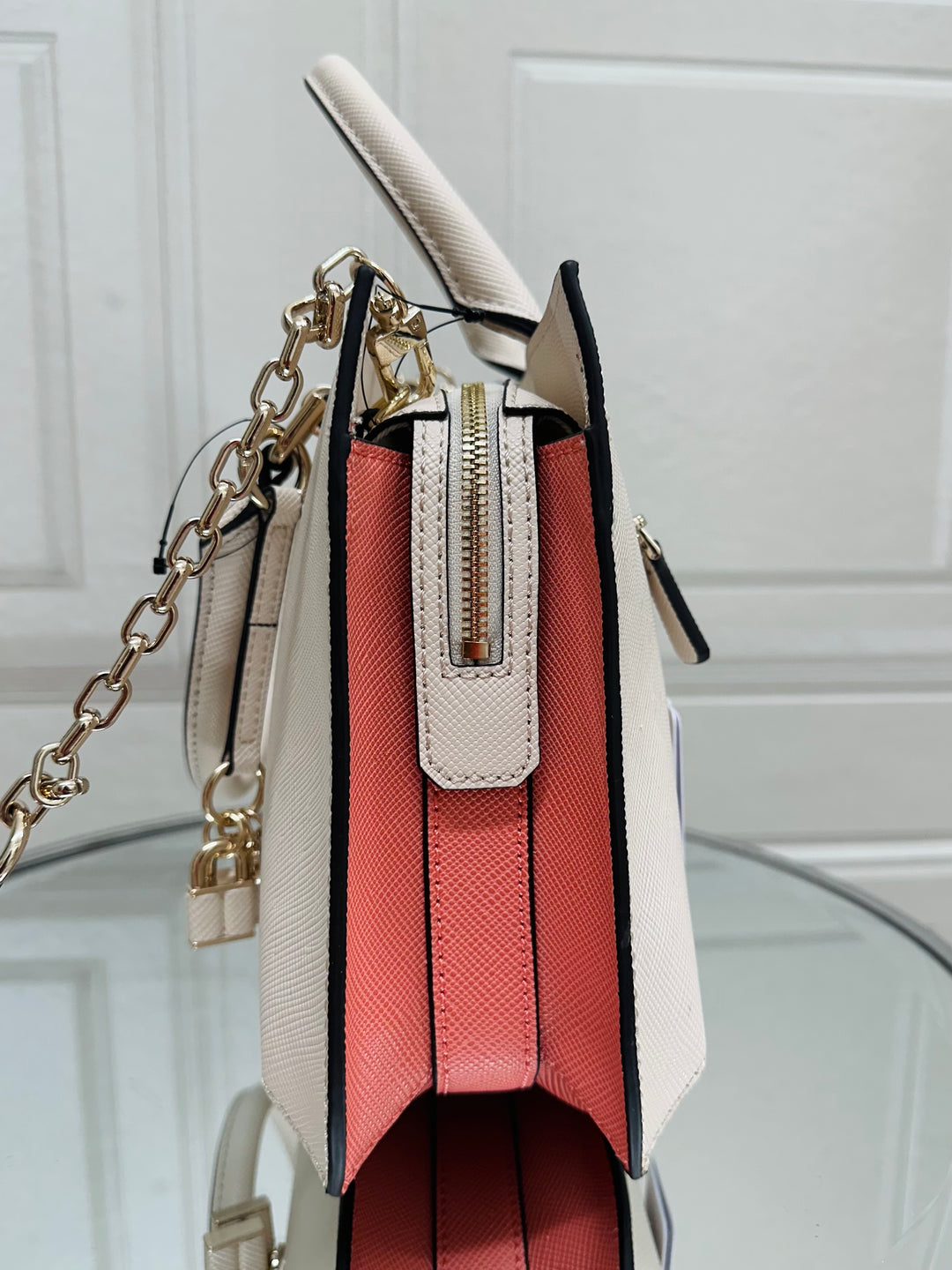 Guess Ilia Stone/Coral Multi Satchel Bag