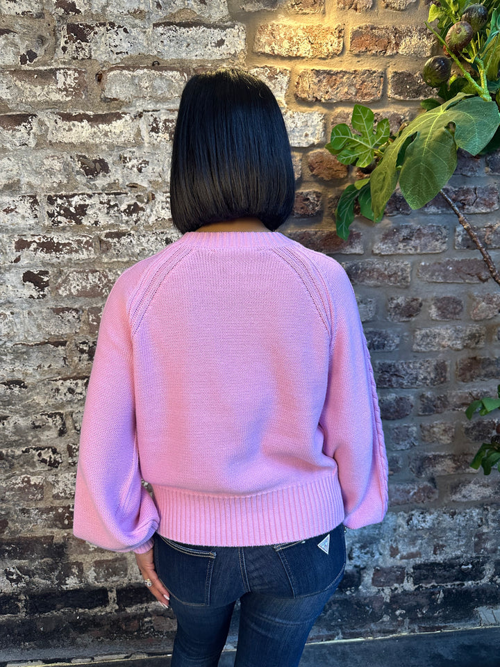 French Connection Lily Cable Sweater Bubble Gum