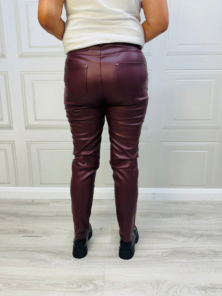 Pinns 623T Wine Leather Look Jean