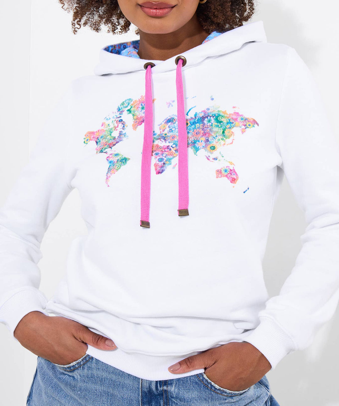 Around The World Graphic Hoodie: White