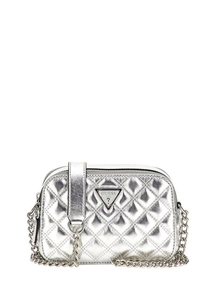 Guess Giully Silver Quilted Mini Camera Crossbody Bag