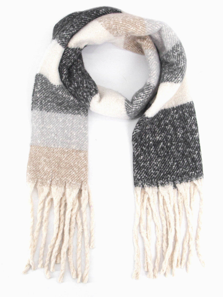 Dallas Heavyweight Scarf - Grey, Stripe: One-size