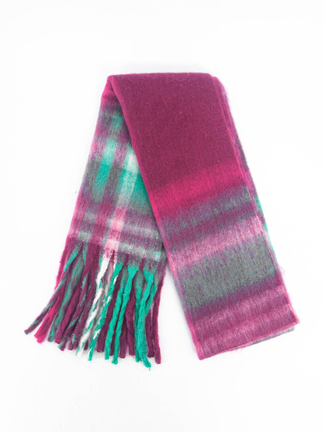 Amy Heavyweight Scarf - Raspberry, Traditional Check: One-size