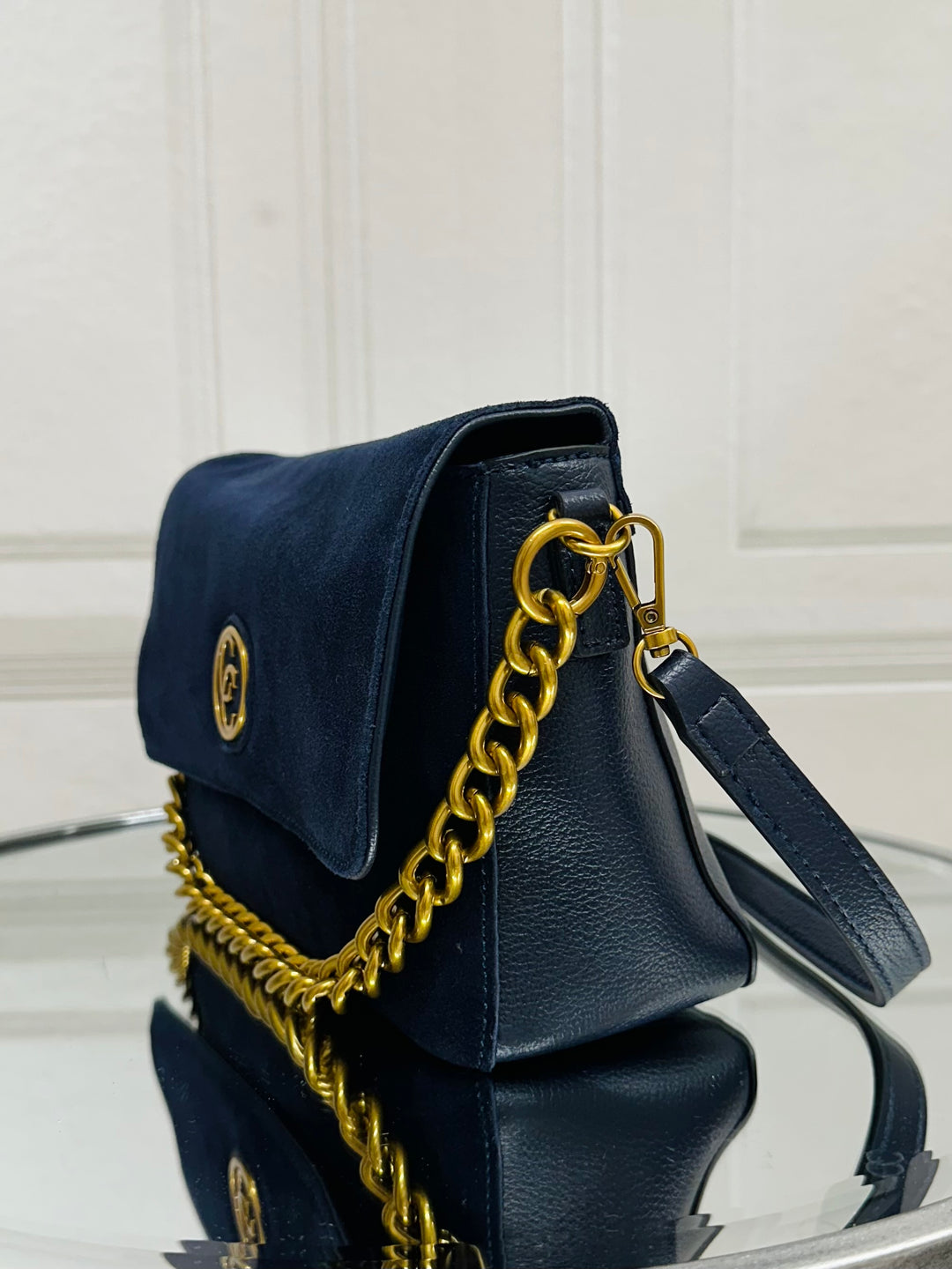 Carmela B.Sere Navy Suede Crossbody 186123