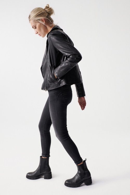 Salsa Black Leather Biker Jacket