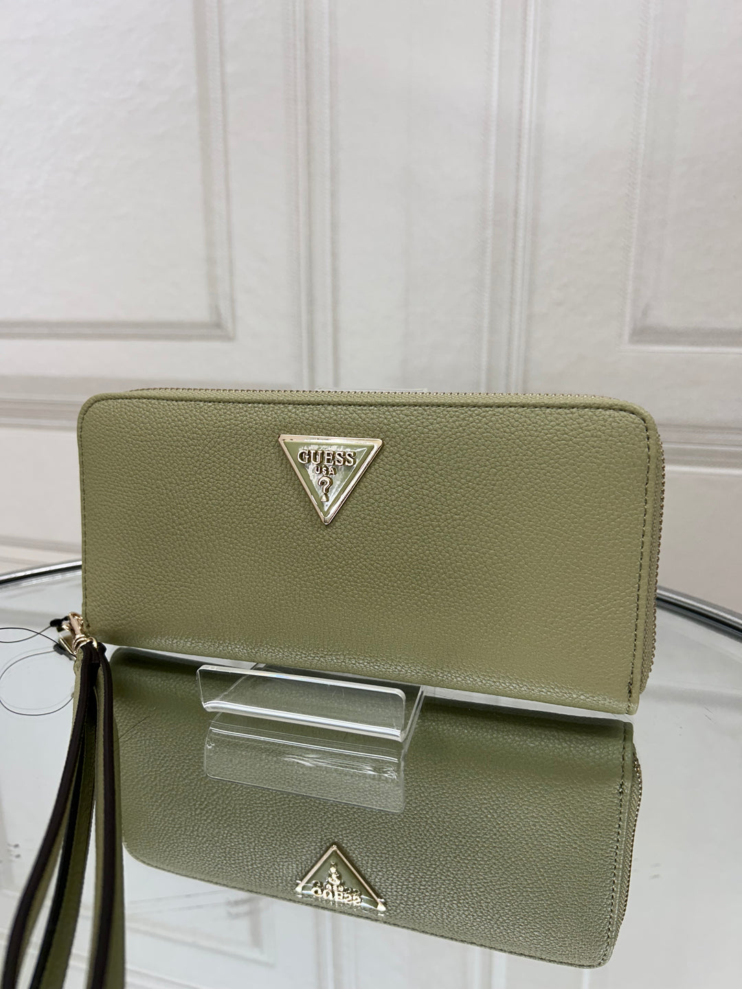 Guess Laurel Large Zip Around Purse Sage