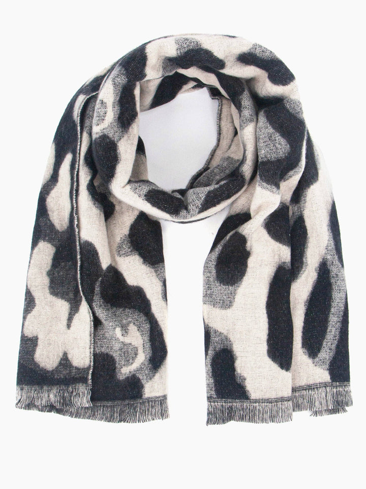 Jamie Heavyweight Scarf - Cream/Black, Leopard: One-size