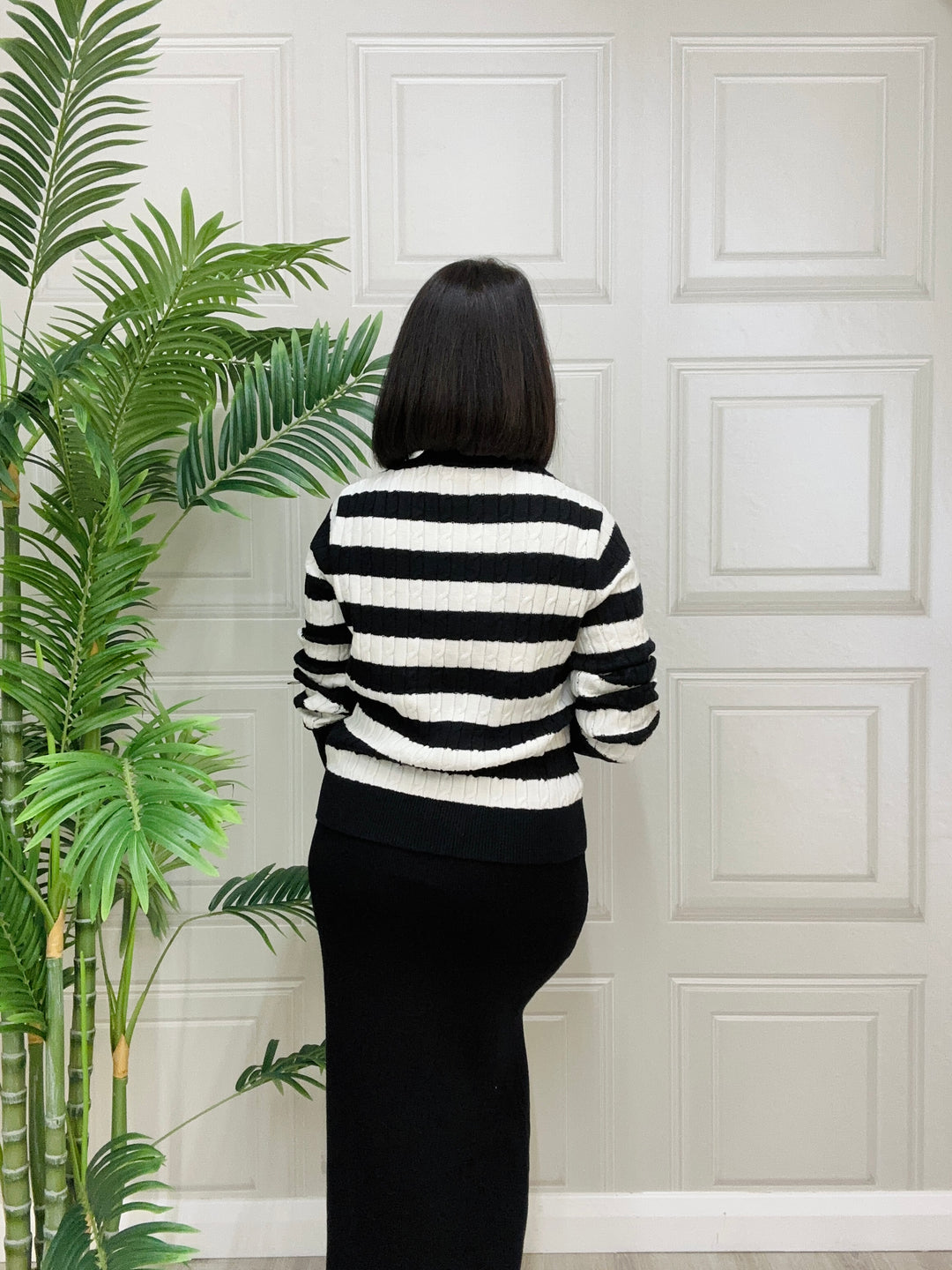 Tiffosi Eione Black/White Stripe Sweater