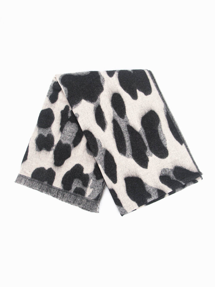 Jamie Heavyweight Scarf - Cream/Black, Leopard: One-size