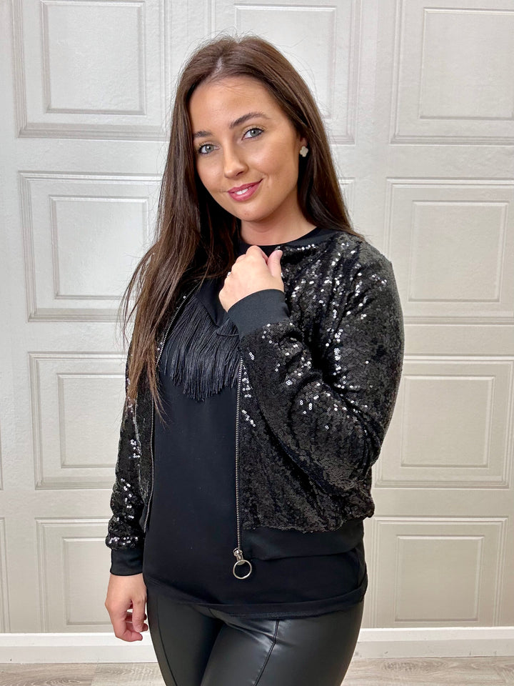 Tiffosi Nyara Black Sequin jacket