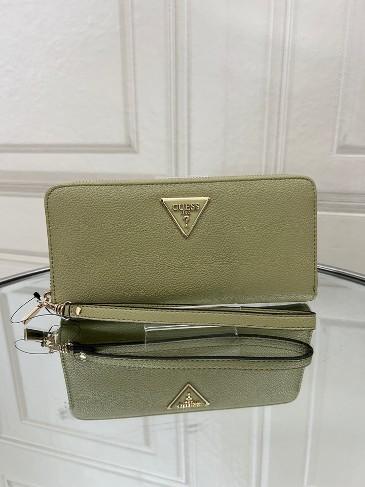 Guess Laurel Large Zip Around Purse Sage