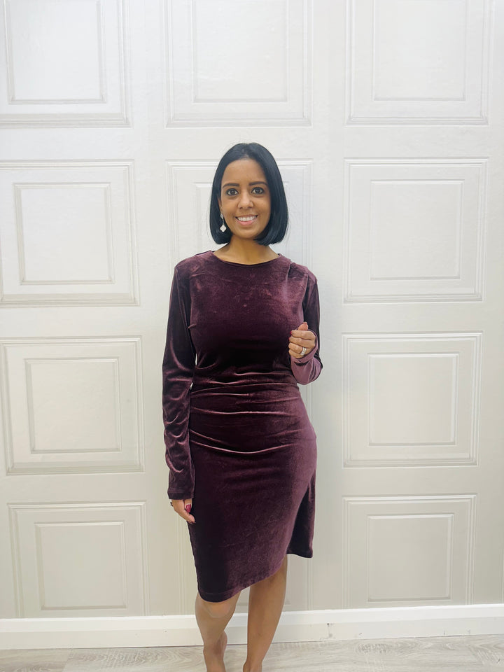 French Connection Viola Velvet Long Sleeve Bodycon Mini Dress