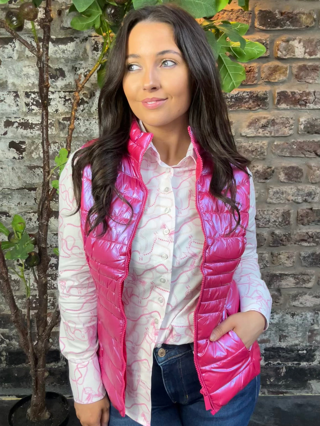 Priya Metallic Gilet Fuschia