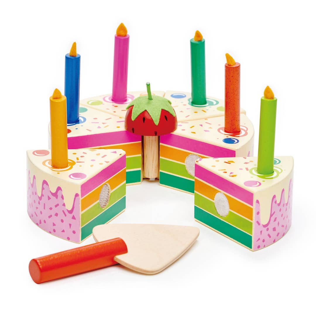 Wooden Rainbow Birthday Cake Toy Set