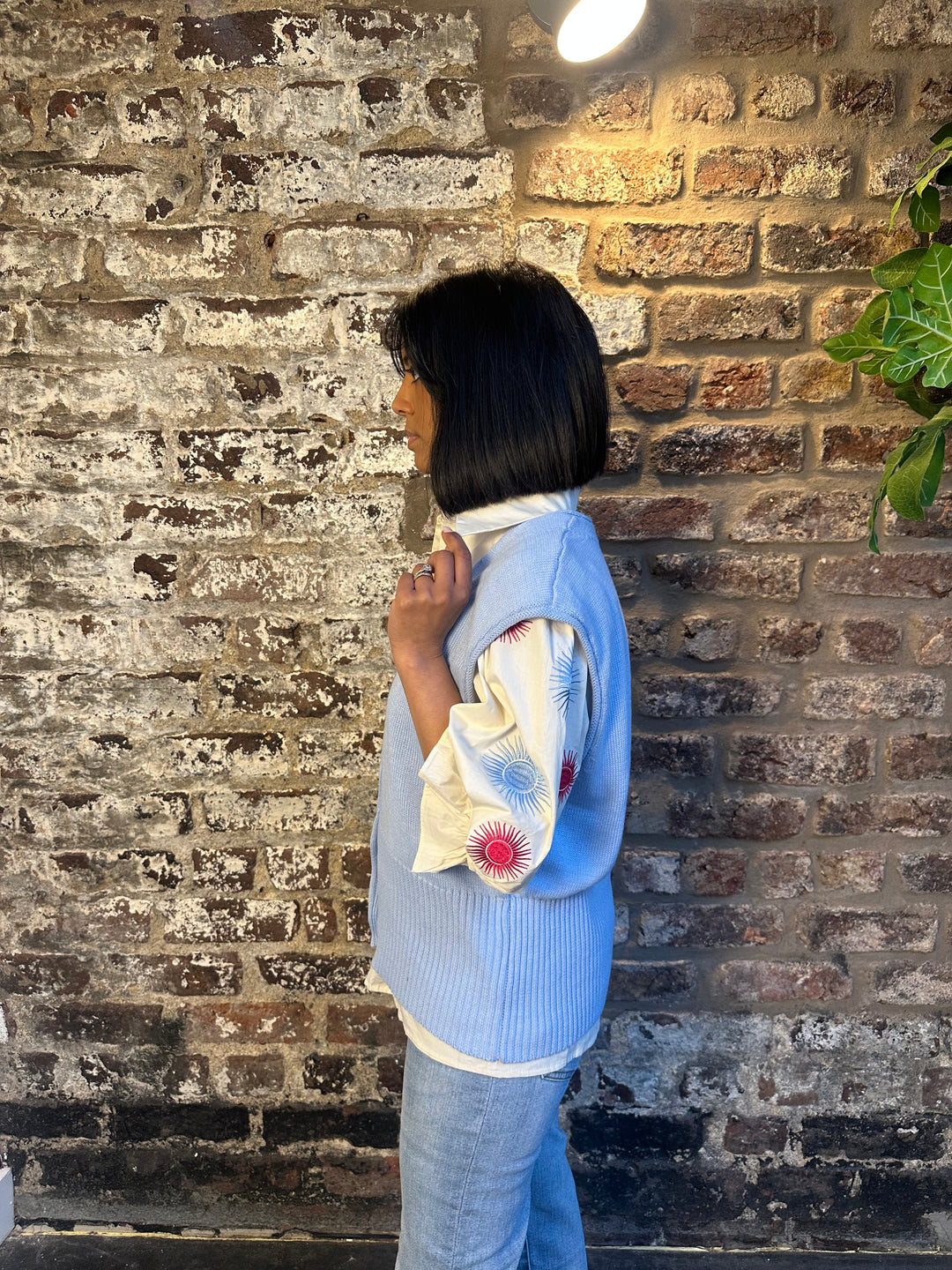 Fluresk Petal Ice Blue Knitting Gilet