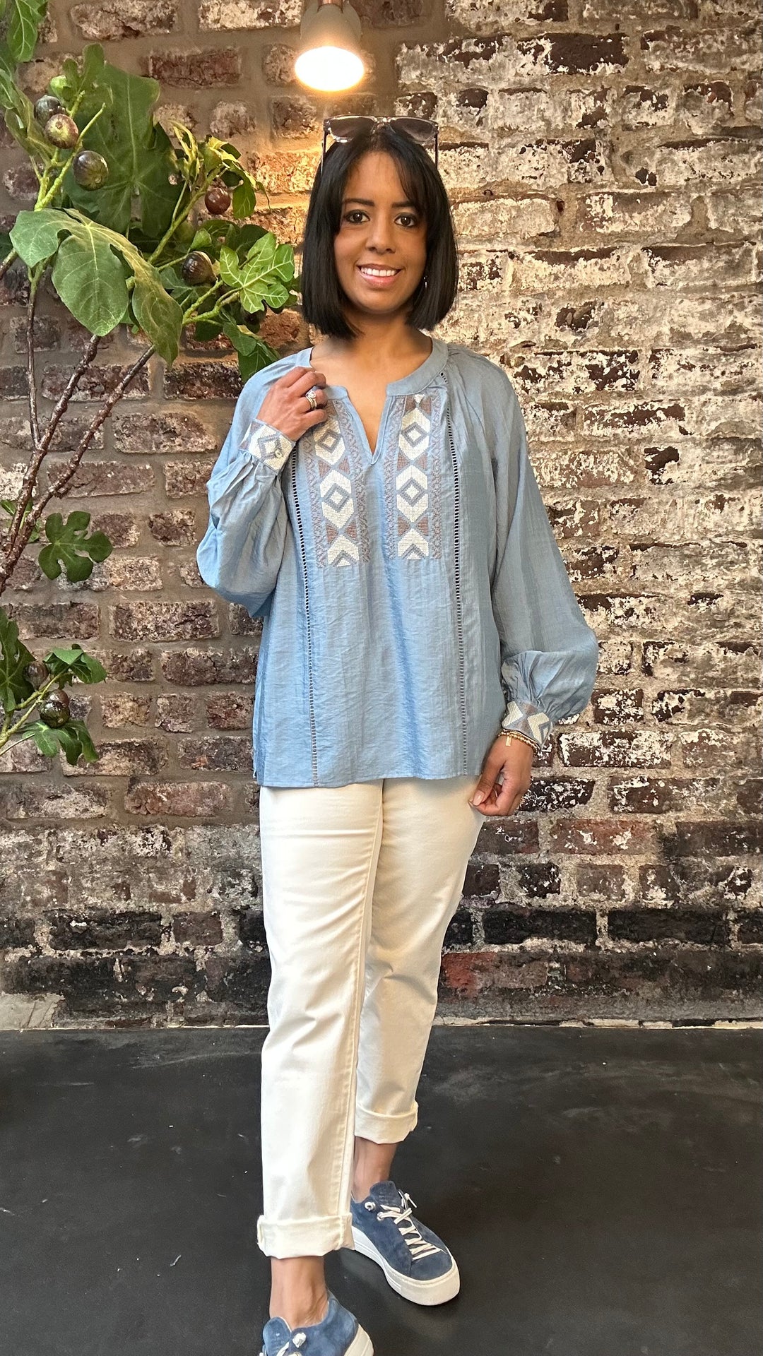 Costa Mani Emilie Denim Blue Blouse