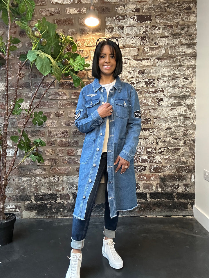 Costa Mani Foxy Blue Denim Long Jacket