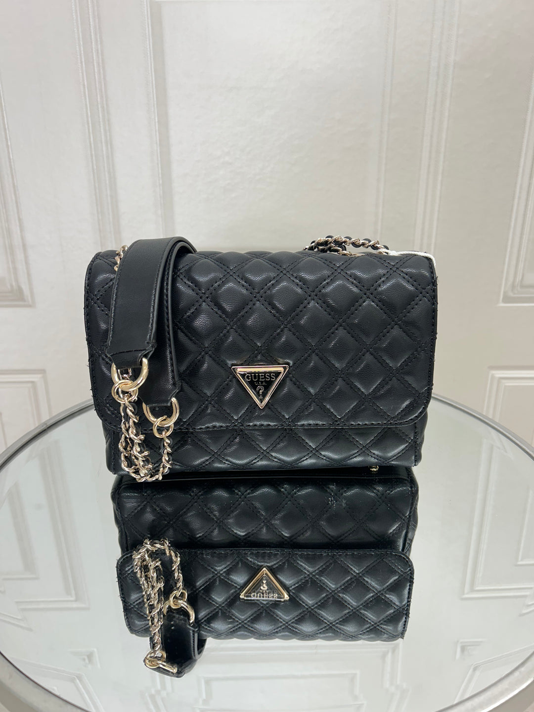 Guess Giully Two Compartment Flap Bag Black