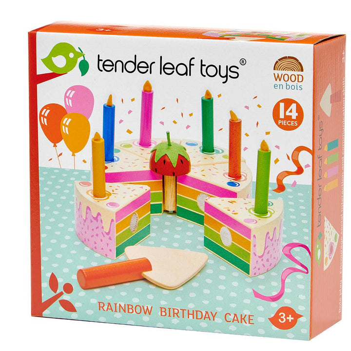 Wooden Rainbow Birthday Cake Toy Set