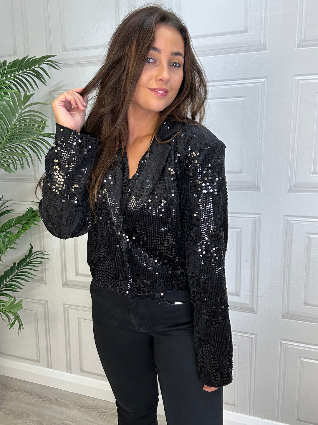 Kaffe Kanicole Black Deep Sequin Blazer