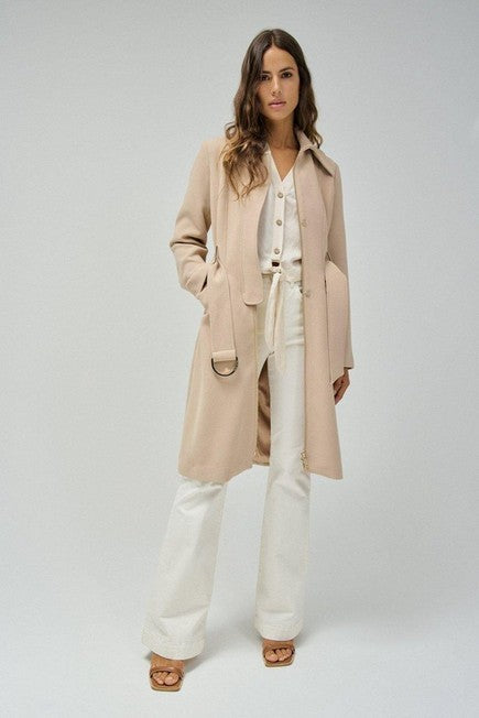 Salsa Gabardine Beige Belted Coat