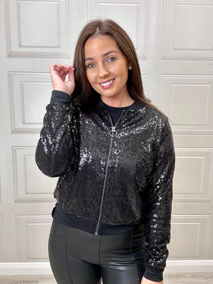 Tiffosi Nyara Black Sequin jacket