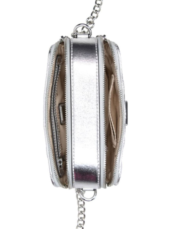 Guess Giully Silver Quilted Mini Camera Crossbody Bag