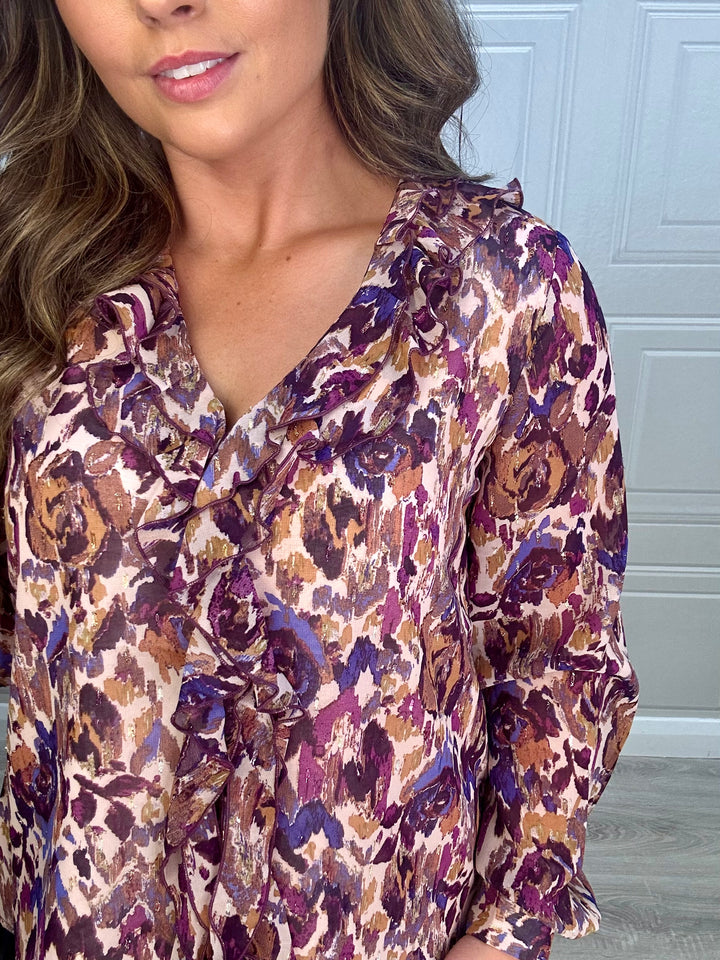 Salsa Plum & Purple Ruffle Blouse