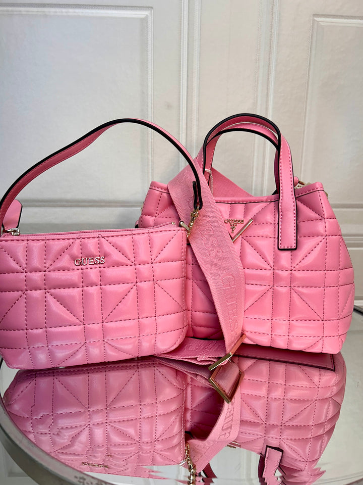 Guess Latona Pink Quilted Mini Tote Bag