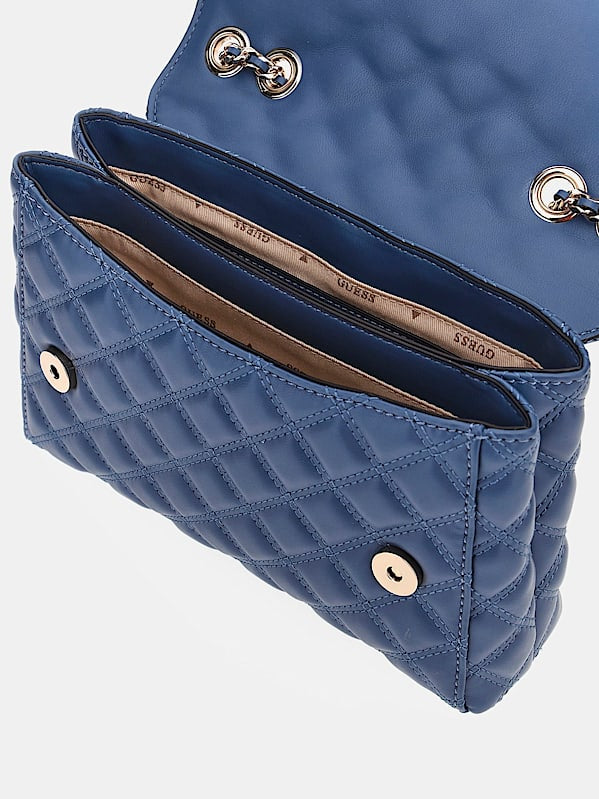 Guess Giully Slate Blue Quilted Crossbody Flapover Bag