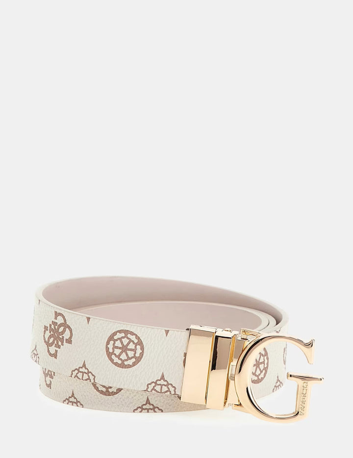 Guess Erica White/Grey Logo Print Belt