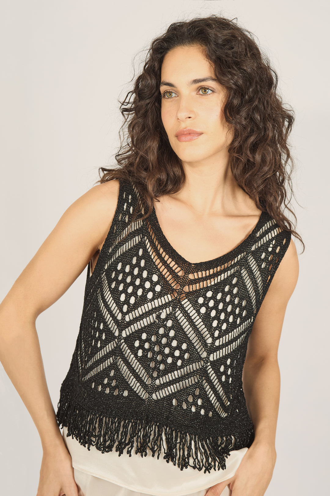 Traffic People Black Crochet Top