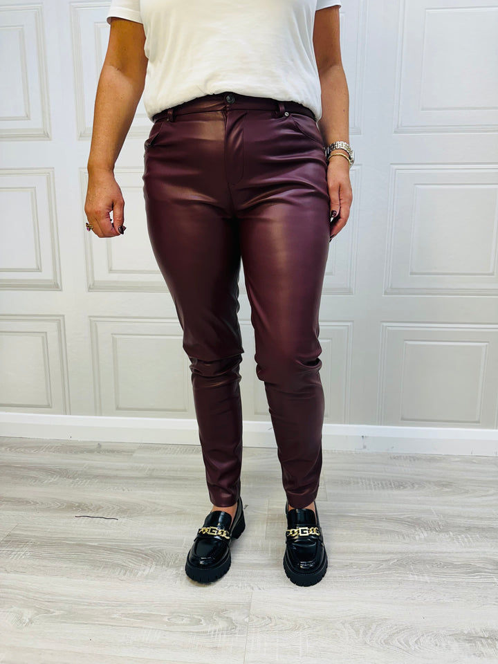 Pinns 623T Wine Leather Look Jean