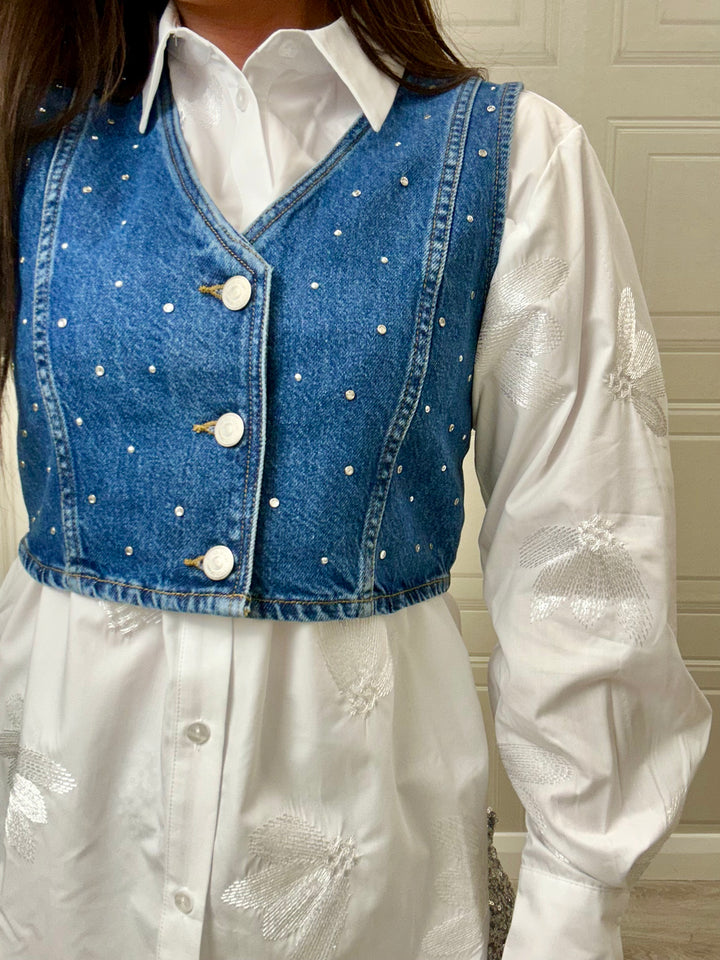 Tiffosi Amber Denim Sparkle Waistcoat