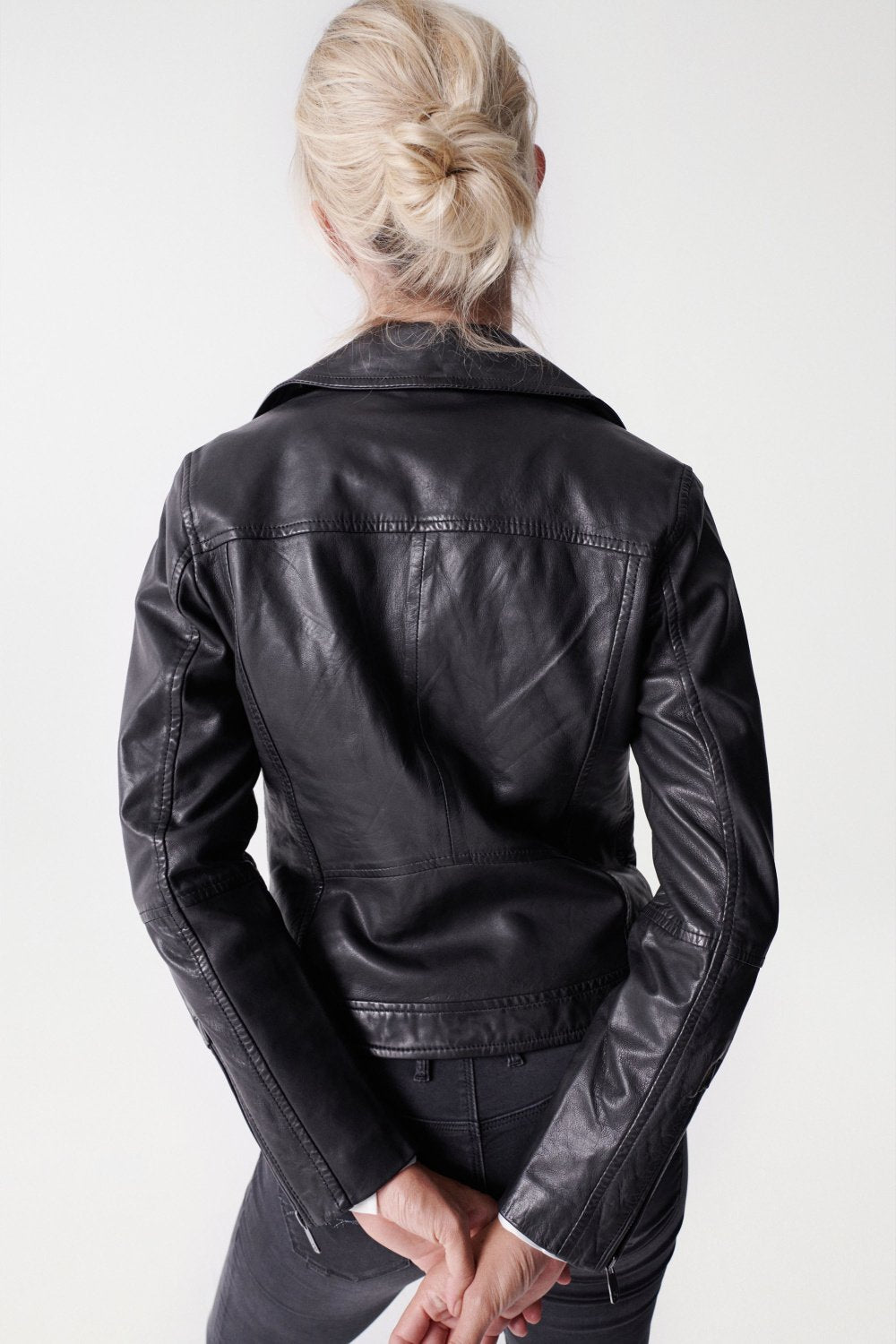 Salsa Black Leather Biker Jacket