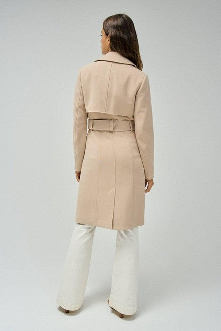 Salsa Gabardine Beige Belted Coat