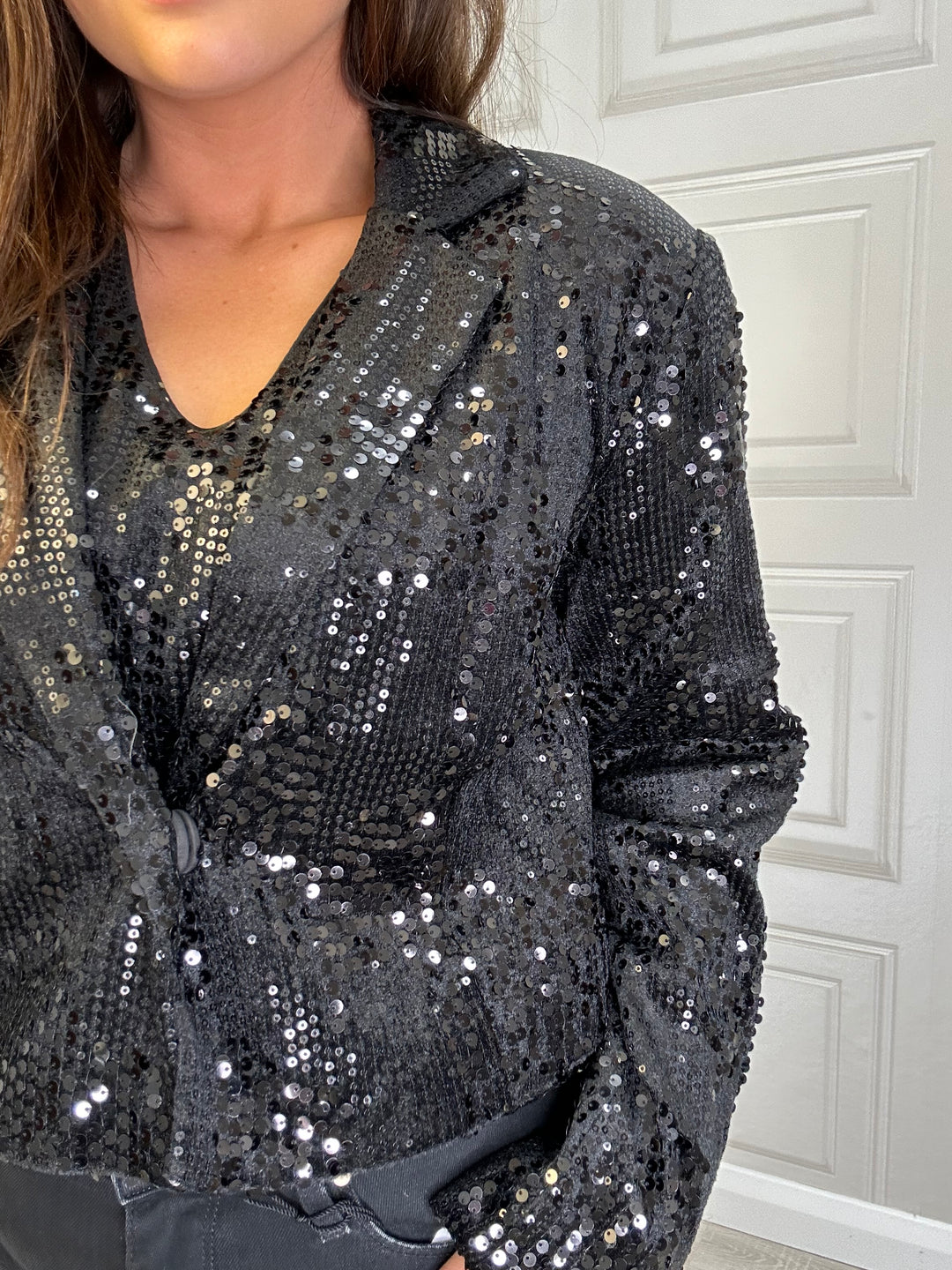 Kaffe Kanicole Black Deep Sequin Blazer