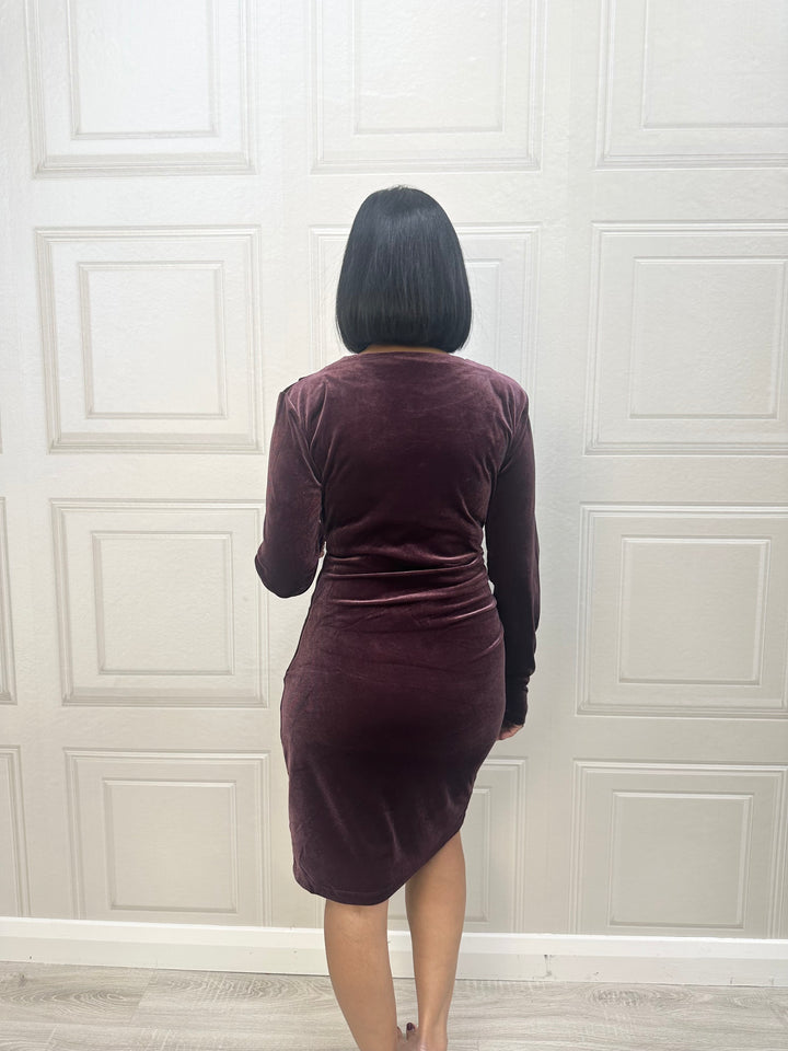 French Connection Viola Velvet Long Sleeve Bodycon Mini Dress