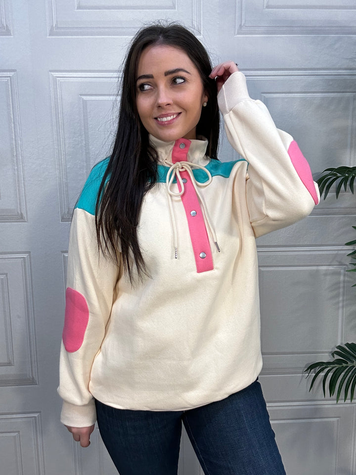 Priya Cream/Turquoise/Pink Sweater